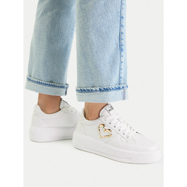 Sneakersy LOVE MOSCHINO JA15485G0OIA0100 Biały - kobiece