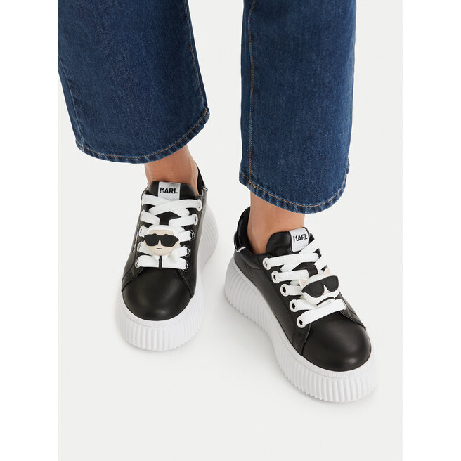Sneakersy KARL LAGERFELD Kreeper Lo KL42336T Czarny - kobiece