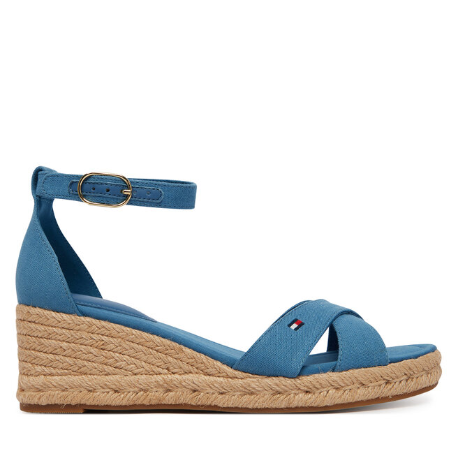 Espadryle Tommy Hilfiger Hemp Crossover Strap Wedge Espadrilles FW0FW09332 Niebieski - kobiece