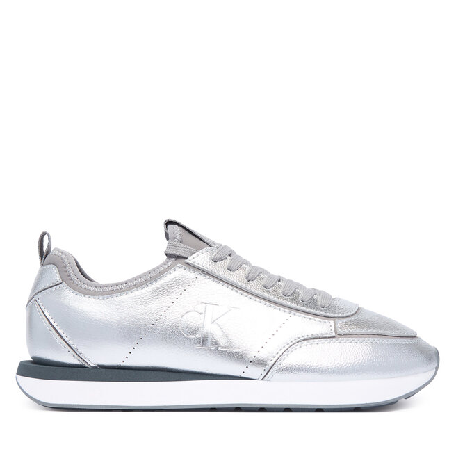 Sneakersy Calvin Klein Retro Runner Metallic HW0HW03287 Srebrny - kobiece