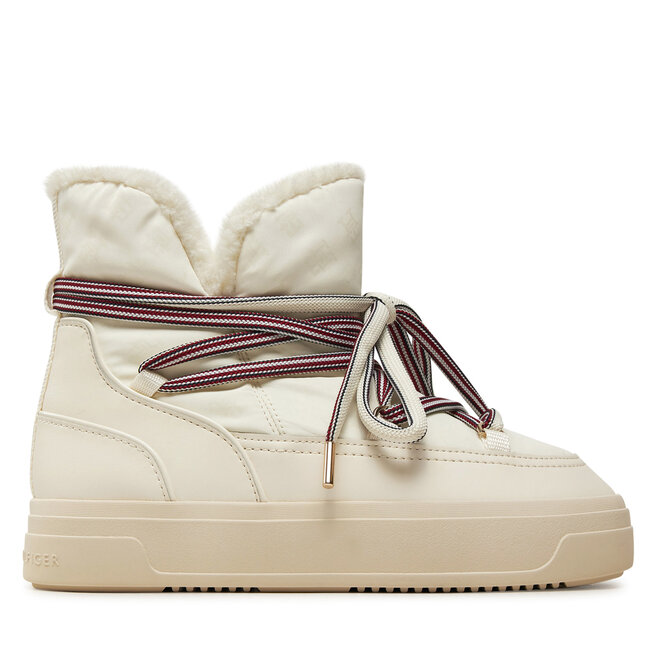 Śniegowce Tommy Hilfiger Snowboot Monogram Faux Fur FW0FW08389 Beżowy - kobiece