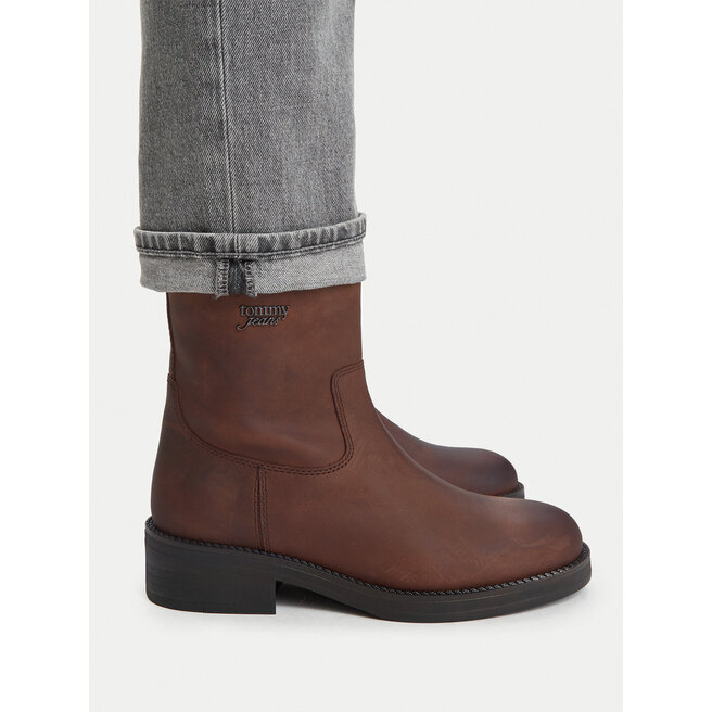 Botki Tommy Jeans Tjw Soft Sole Chelsea Boots Lth EN0EN03080 Brązowy - kobiece
