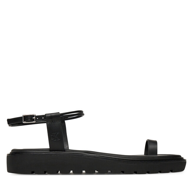 Sandały Calvin Klein Jeans Rope Toe Post Sandal Lth Mg YW0YW01893 Czarny - kobiece
