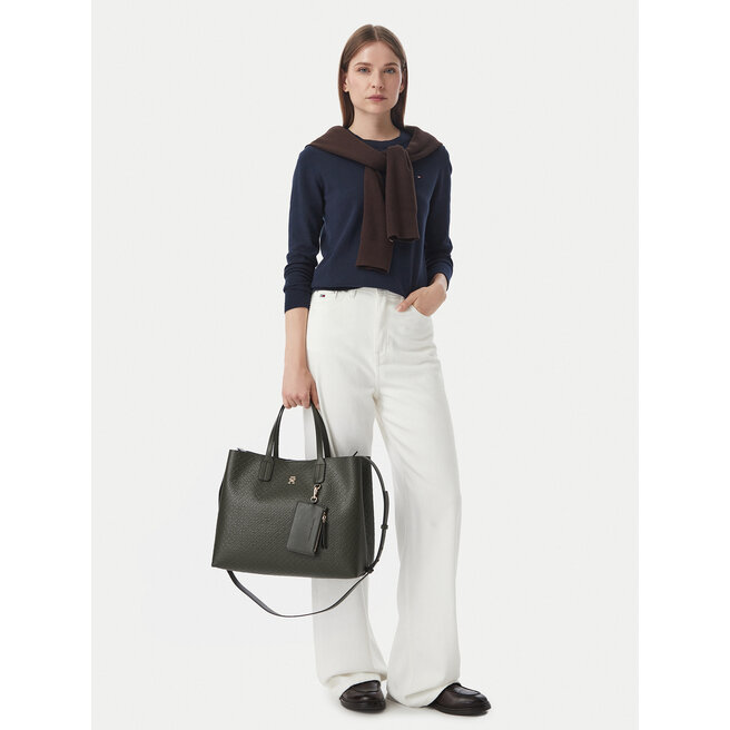 Torebka Tommy Hilfiger Th Icon Satchel Mono AW0AW18923 Khaki -
