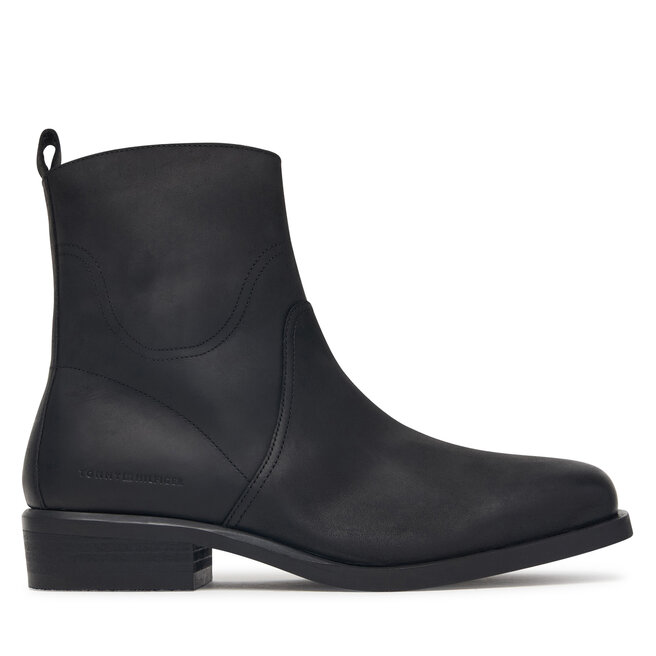 Botki Tommy Hilfiger Hilfiger Dressy Lth Biker Boot FM0FM06077 Czarny - męskie