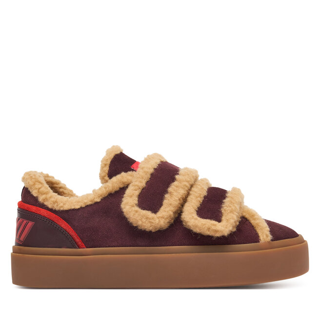 Sneakersy Inuikii Lila Shearling Low Velcro 1001.001.0561.518 Bordowy - kobiece