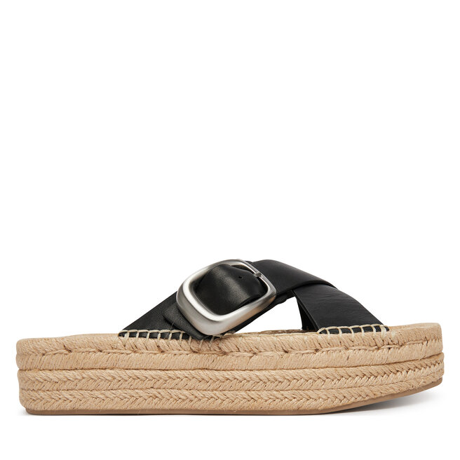 Espadryle Calvin Klein Flatf Espadrill Cross Lth Hdw HW0HW02892 Czarny - kobiece