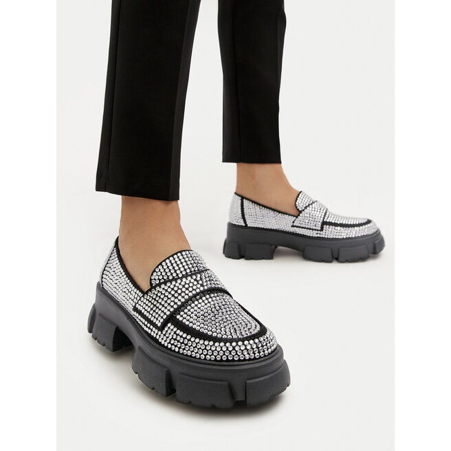 Loafersy Steve Madden Trifecta_R SM11003506 Srebrny - kobiece