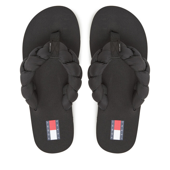 Japonki Tommy Jeans Braided Thong Beach Sandal EN0EN02877 Czarny -