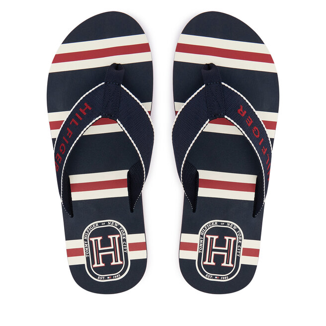 Japonki Tommy Hilfiger Stripes Beach Sandal FM0FM06003 Granatowy -