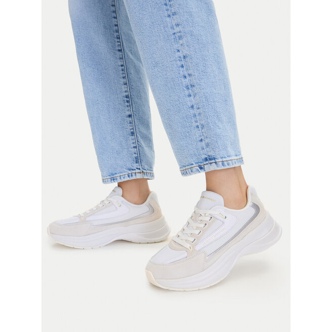 Sneakersy Tommy Hilfiger Th Sporty Chic Runner FW0FW09187 Biały - kobiece
