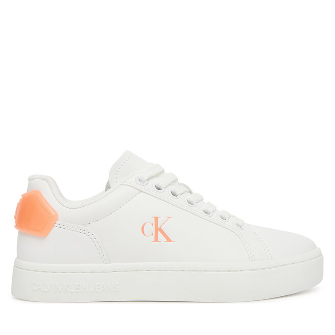 Sneakersy Calvin Klein Jeans Classic Cupsole Ru Patch Lth Wn YW0YW01845 Biały - kobiece