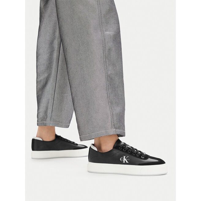 Sneakersy Calvin Klein Basket Cups Lup Wt Lth Su HW0HW02984 Czarny - kobiece