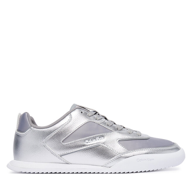 Sneakersy Calvin Klein Low Pro Run Lace Stripe Met Lth HW0HW03272 Srebrny - kobiece