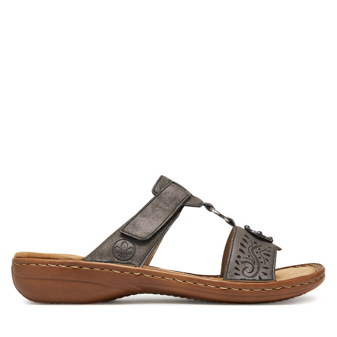 Klapki Rieker 608K1-45 Szary -