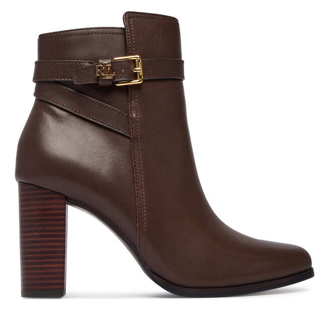 Botki LAUREN RALPH LAUREN Brooke II Calfskin Bootie Heel 802974475003 Brązowy - kobiece