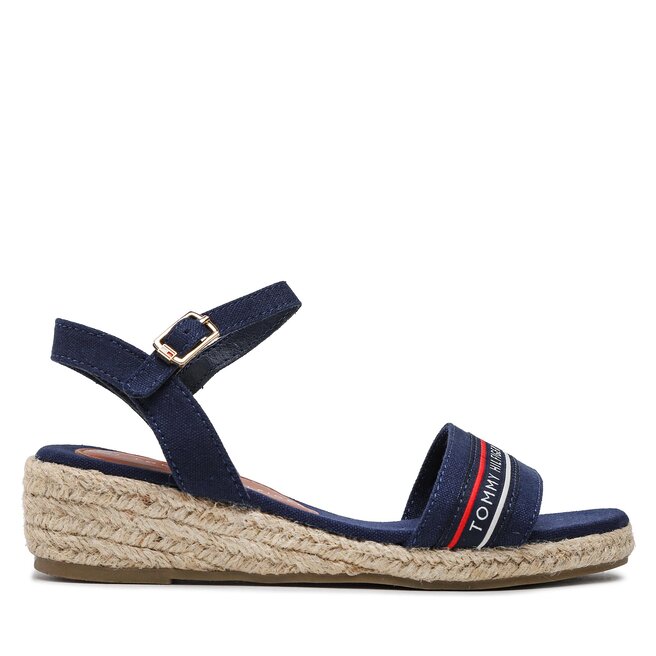 Espadryle Tommy Hilfiger Rope Wedge Sandal T3A7-32777-0048 M Granatowy - dziewczęce