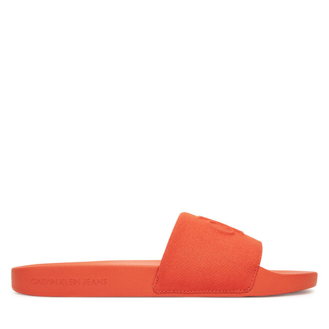 Klapki Calvin Klein Jeans Slide Hf Mono Cv YM0YM01282 Pomarańczowy -