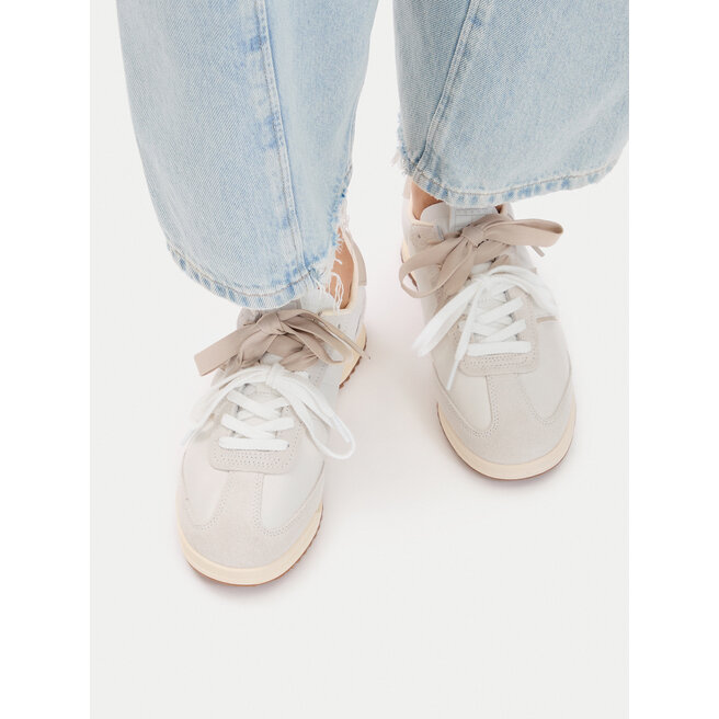 Sneakersy Tommy Jeans Tjw Low Profile Runner Lthr Mix EN0EN03001 Écru - kobiece