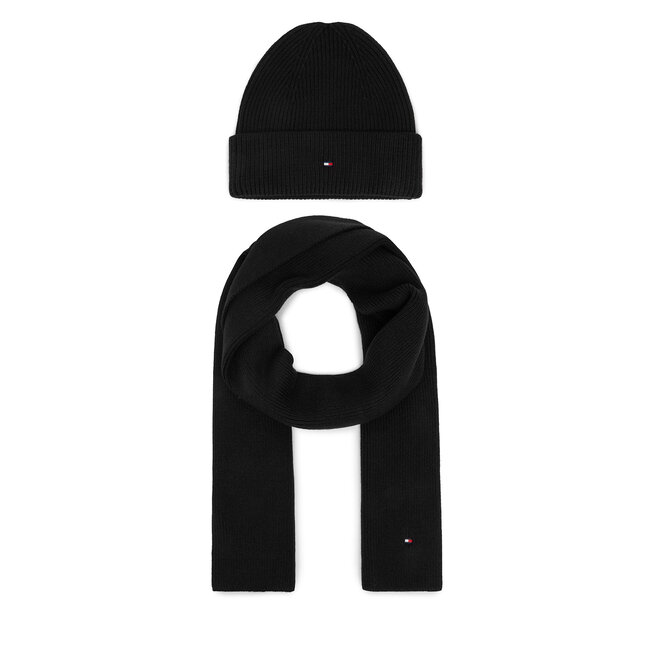 Zestaw szalik i czapka Tommy Hilfiger AW0AW19136 Czarny -