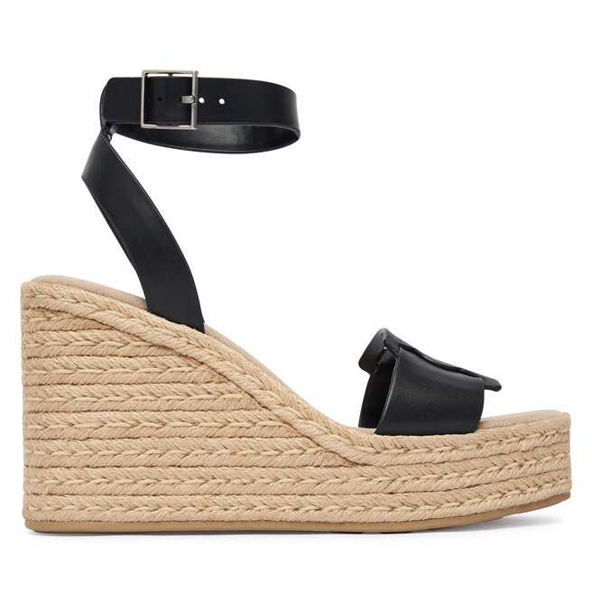 Espadryle Calvin Klein Wedge Espad 70 Embl Lth HW0HW02897 Czarny - kobiece