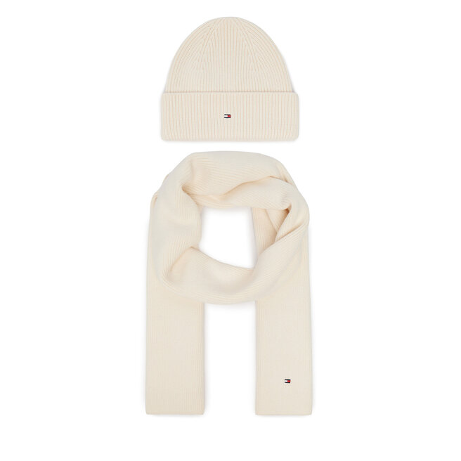 Zestaw szalik i czapka Tommy Hilfiger AW0AW19136 Kremowy -