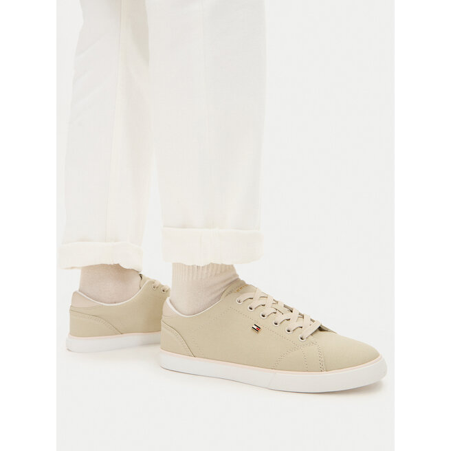 Sneakersy Tommy Hilfiger Th Low Profile Vulc Canvas FW0FW09102 Beżowy - kobiece
