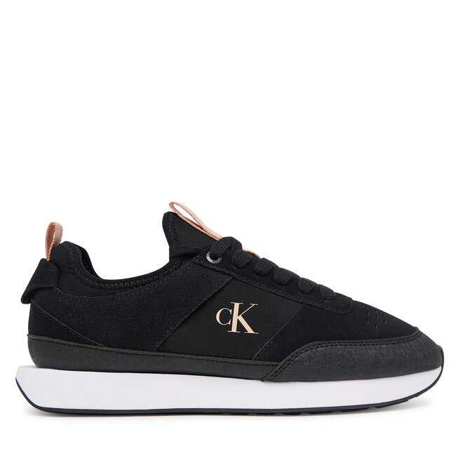 Sneakersy Calvin Klein Retro Runner Sock Laceup Neo Mix HW0HW03250 Czarny - kobiece