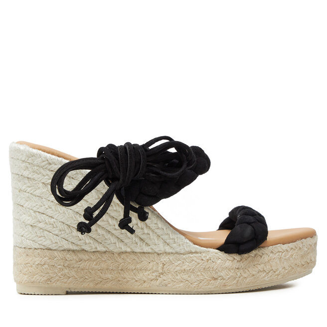 Espadryle Manebi Hamptons Two Braided Bands Wedge Espadrilles K 1.0 WE Czarny - kobiece