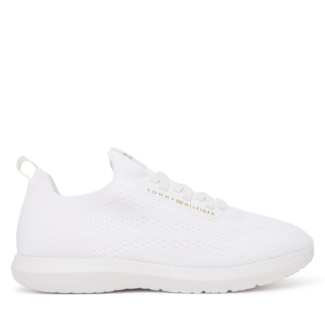 Sneakersy Tommy Hilfiger Knit Extralight Runner FW0FW09112 Biały - kobiece