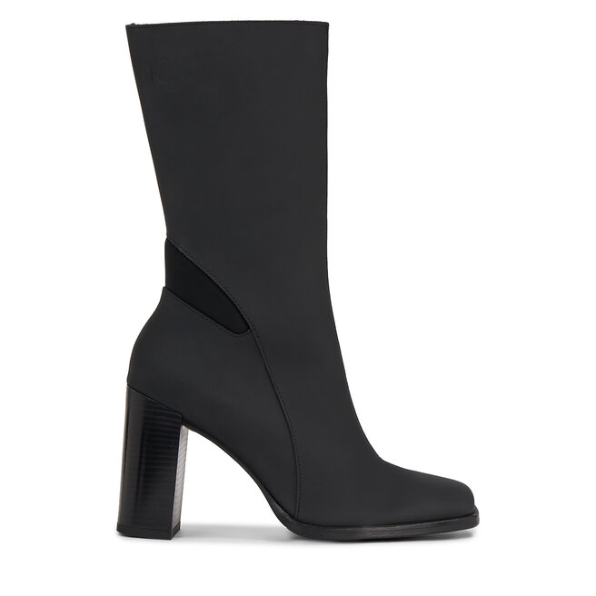 Botki Calvin Klein Jeans Heel Zip Boot Lth Wn YW0YW01113 Czarny - kobiece