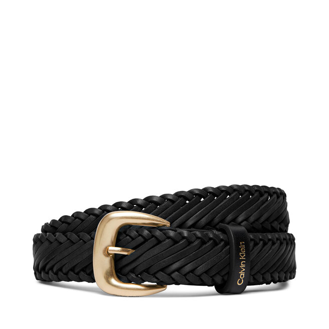 Pasek Damski Calvin Klein Braided Logo Buckle 25Mm LV04F7087G Czarny -