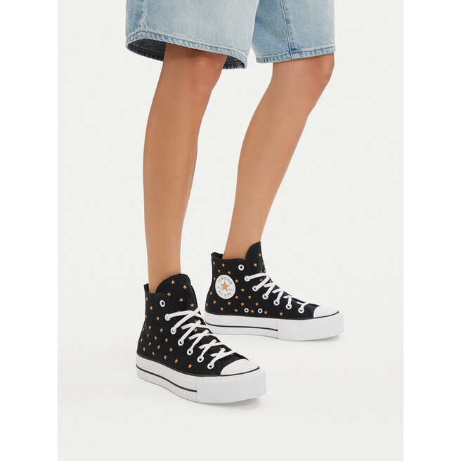 Trampki Converse Chuck Taylor All Star Lift Platform Embroidered Stars A16113C Czarny - kobiece