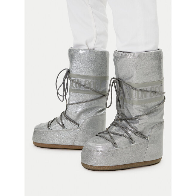 Śniegowce Moon Boot Icon Glitter 80D1402850 Srebrny - kobiece