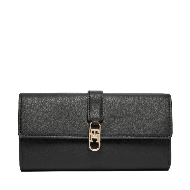 Portfel Tommy Hilfiger Th Libre Large Flap Wallet AW0AW18935 Czarny -