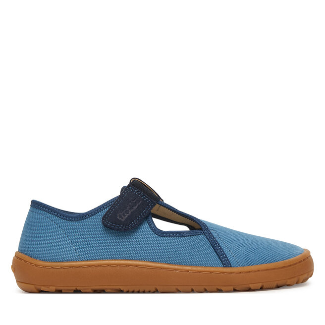 Kapcie Froddo Barefoot Canvas T-Bar G1700439-1 D Niebieski - chłopięce