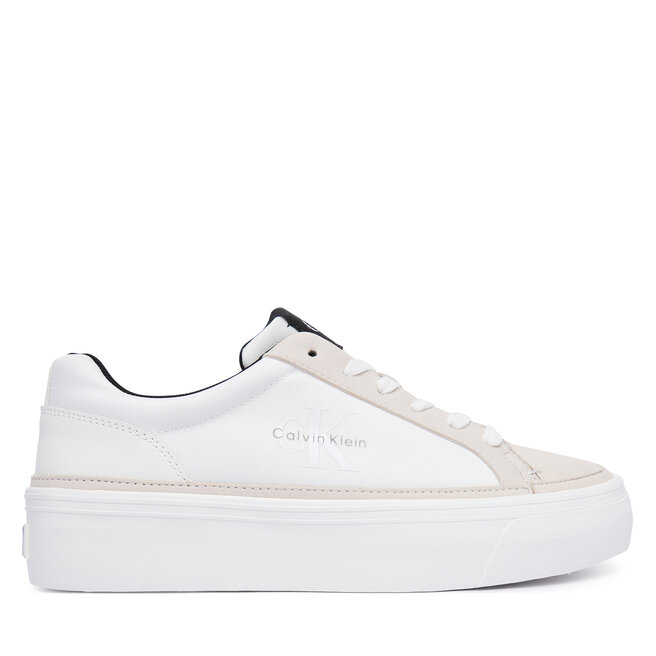Sneakersy Calvin Klein Vulc Flatf Laceup HW0HW03086 Biały - kobiece