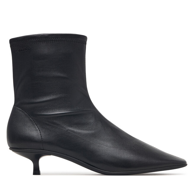 Botki Calvin Klein Round Kitt Heel Ankle Boot Nappa HW0HW03169 Czarny - kobiece