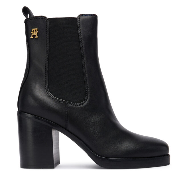 Botki Tommy Hilfiger Square Toe Chelsea High Block Hl FW0FW08844 Czarny - kobiece