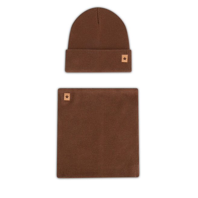 Komplet czapka i komin Action Boy 8KF-002-AW24 Brązowy -