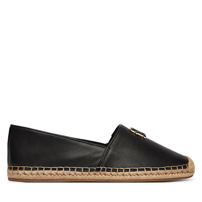 Espadryle Tommy Hilfiger Th Logo Leather Espadrille FW0FW09246 Czarny - kobiece