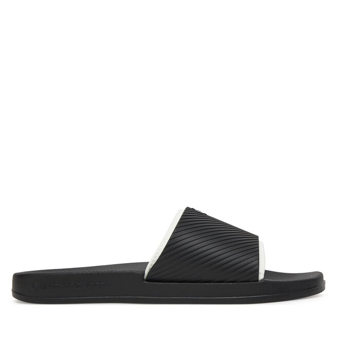 Klapki Calvin Klein Jeans Slide Rubber Neoprene Text YM0YM01234 Czarny -