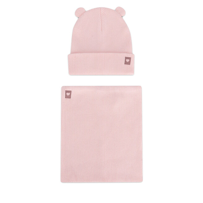 Komplet czapka i komin Nelli Blu 7KF-001-AW24 Różowy -