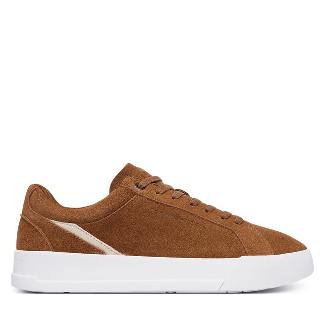Sneakersy Tommy Hilfiger Th Court Premium Suede FM0FM05880 Brązowy - męskie