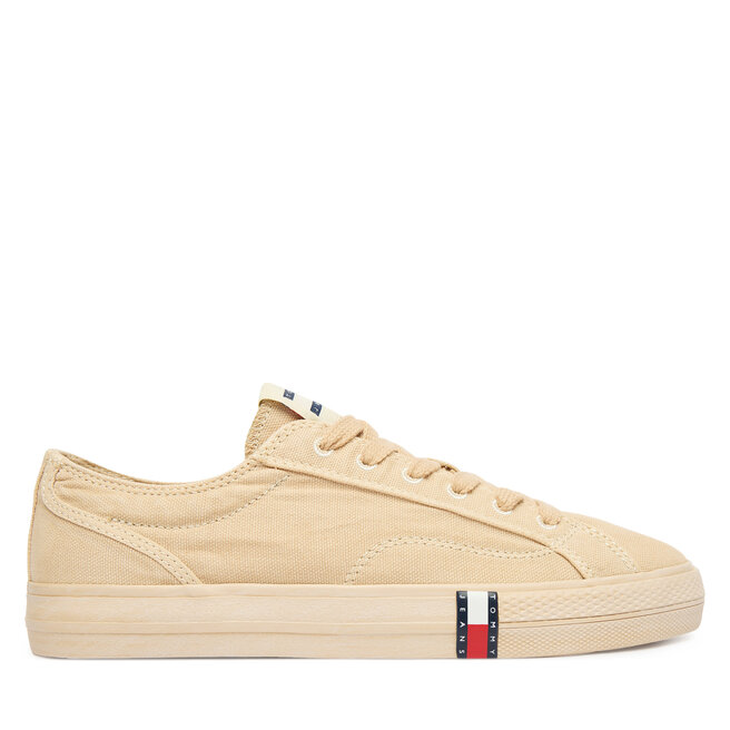 Tenisówki Tommy Jeans Archive Vulc Y2K Washed Canvas EN0EN02957 Beżowy - kobiece