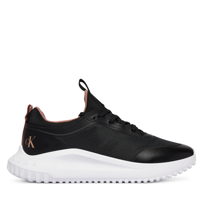 Sneakersy Calvin Klein Jeans Eva Runner Laceup Sock Mat Mix YW0YW02064 Czarny - kobiece