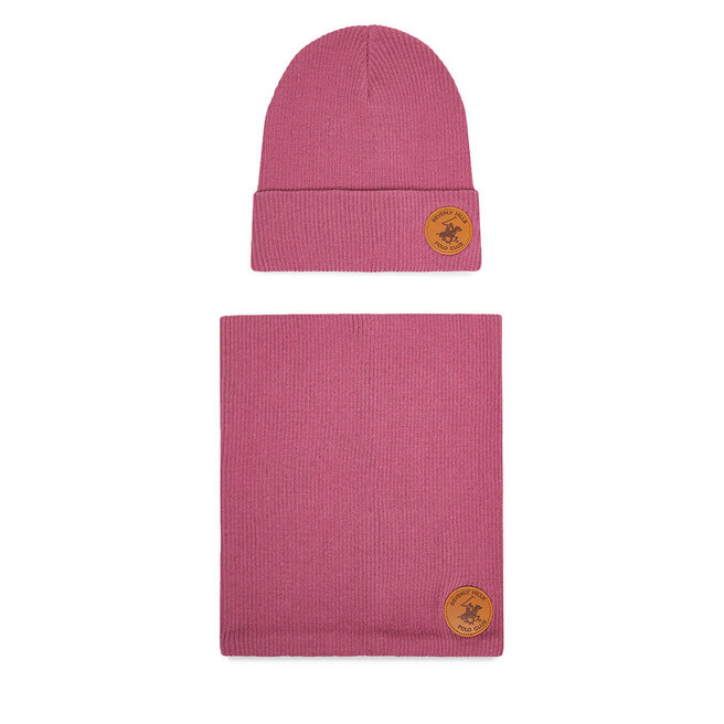 Komplet czapka i komin Beverly Hills Polo Club CEO-BHPC-ACCCS-02 Różowy -