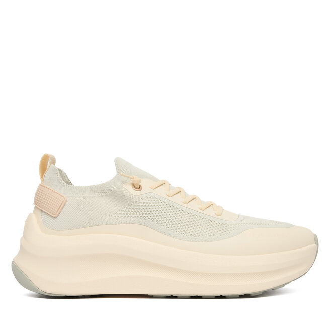 Sneakersy Calvin Klein Chunky Runner Lace Up Sock Knit YW0YW02033 Écru - kobiece