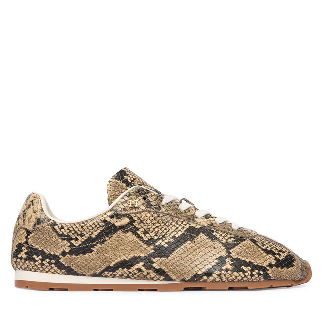 Sneakersy Tommy Hilfiger Bella Sneaker Snake FW0FW09415 Brązowy - kobiece