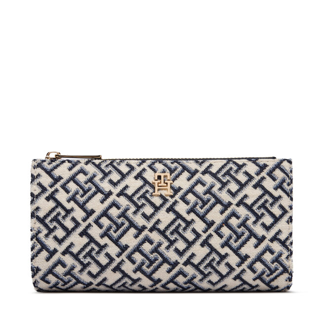 Portfel Tommy Hilfiger Th Icon Long Bifold Jacquard AW0AW19003 Niebieski -
